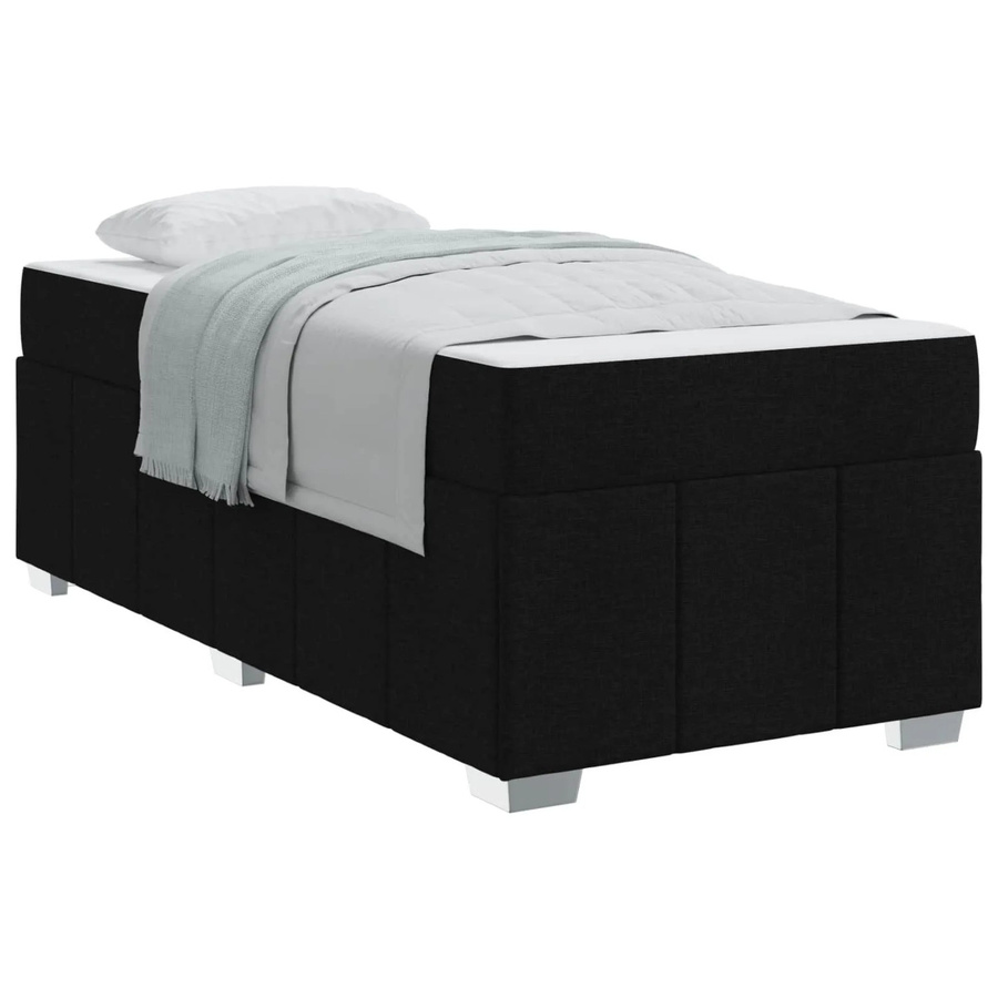 vidaXL Bettrahmen mit Matratze in Schwarz, gepolstert aus Stoff und MDF, B/T: 100 x 200 cm - Bild 2