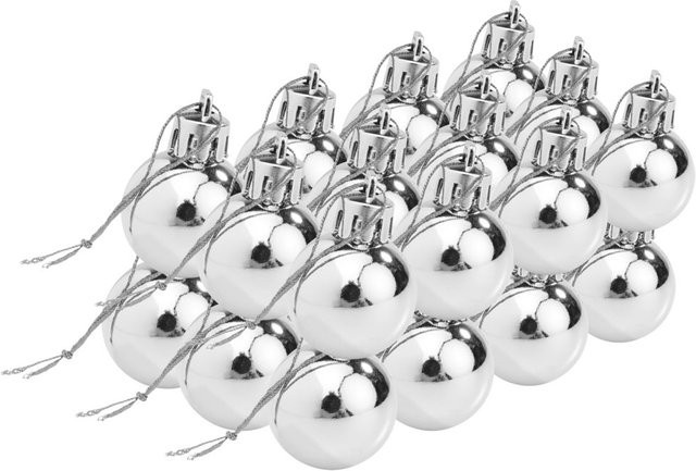 Othmar Decorations Weihnachtskugeln aus Kunststoff, 24 Stück, Silber-Glänzend, Rund - Bild 1