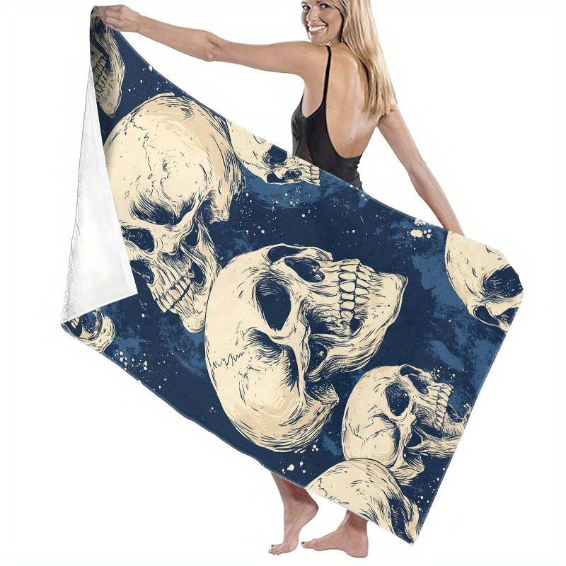 Schnelltrocknendes Mikrofaser Strandtuch mit Totenkopf-Grafik für Reisen und Schwimmen, Breite: 30 cm, Höhe: 60 cm - Bild 2