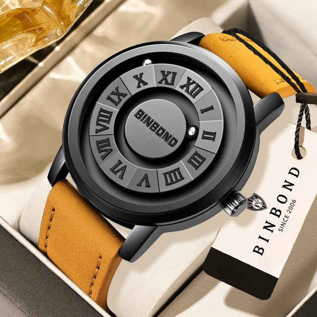 BINBOND Armbanduhr Quarz, Leder, Schwarz, Herren - Bild 1