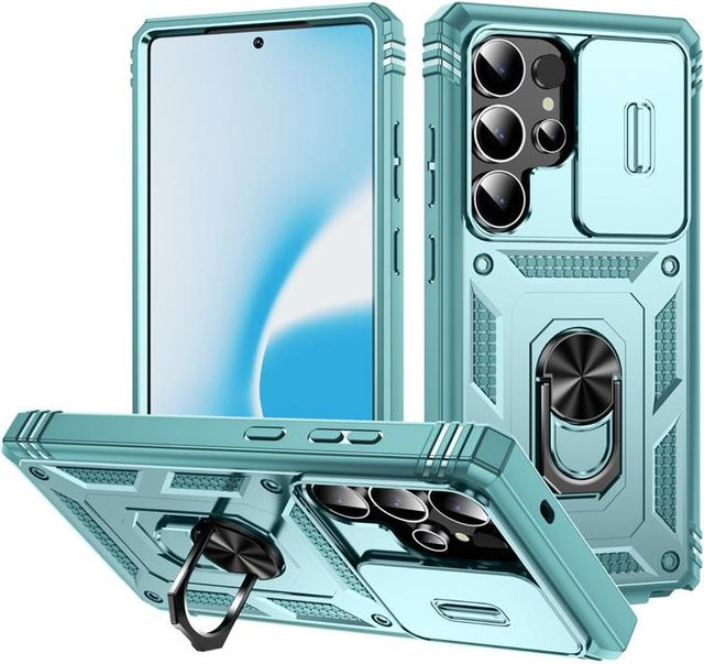 Samsung Galaxy A52 4G 5G und A52s Schutzhülle Armor mit Schiebe-Linsen-Ringständer in Turquoise - Bild 1