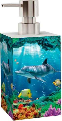 Sanilo Bad-Accessoire-Set Delphin Korallen in Blau und Silber mit Pumpe aus Kunststoff und Edelstahl - Bild 1