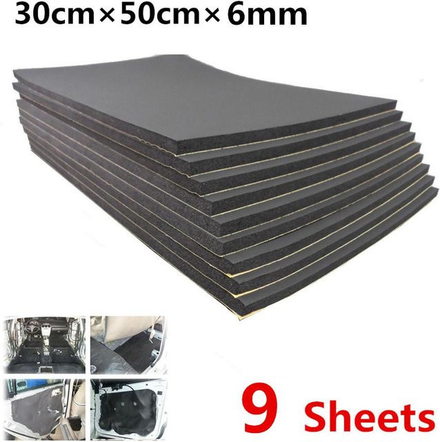 Feiyanautoparts Schallschutz Isolierung aus Zellschaum in Schwarz, 9 Bögen, B: 50 cm, H: 30 cm, Dicke: 6 mm - Bild 1