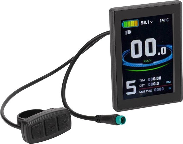 Igeteck E-Bike LCD-Display mit 5-Pin wasserdichtem Stecker und farbigem Bedienfeld für Mountainbike, Schwarz - Bild 1
