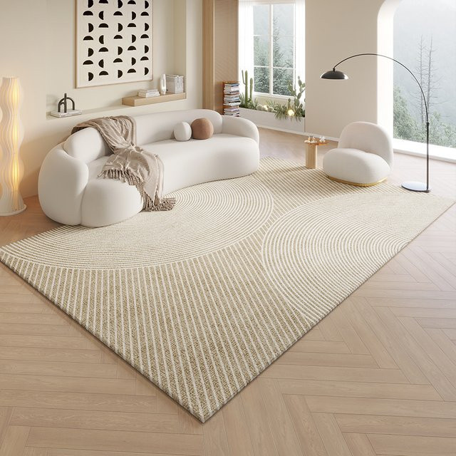 VIKAMA Wohnzimmerteppich in Beige, moderner rechteckiger Teppich aus Polyester für Wohnzimmer und Schlafzimmer - Bild 1