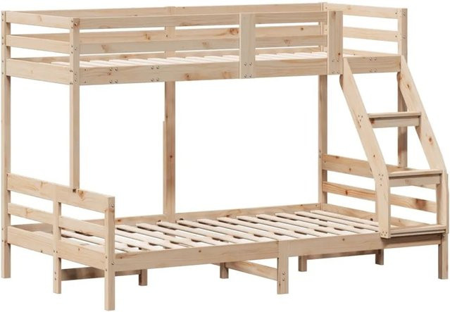 vidaXL Etagenbett aus Massivholz Kiefer in Beige mit rustikaler Optik, B/T/H: 190 x 90 x 175 cm (Variante 90x200 cm) oder 200 x 120 x 175 cm (Variante 120x200 cm) - Bild 1