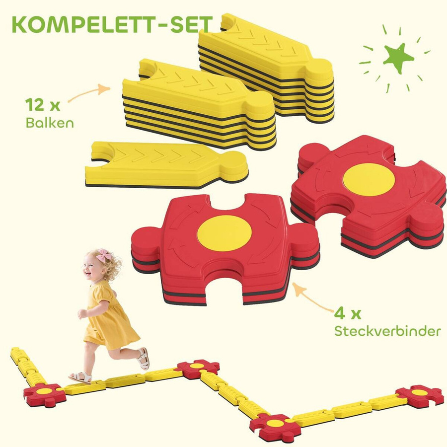 AIYAPLAY Schwebebalken Balancierbalken mit 4 Balanciersteinen Gelb - Bild 3
