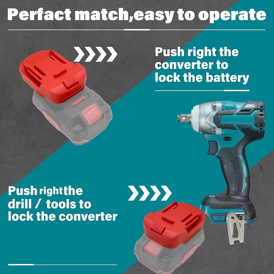 Akku-Adapter Schwarz für Bosch, Dewalt, Einhell und Parkside 18V Li-Ionen-Akkus zur Nutzung mit Makita 18V Elektrowerkzeugen - Bild 4