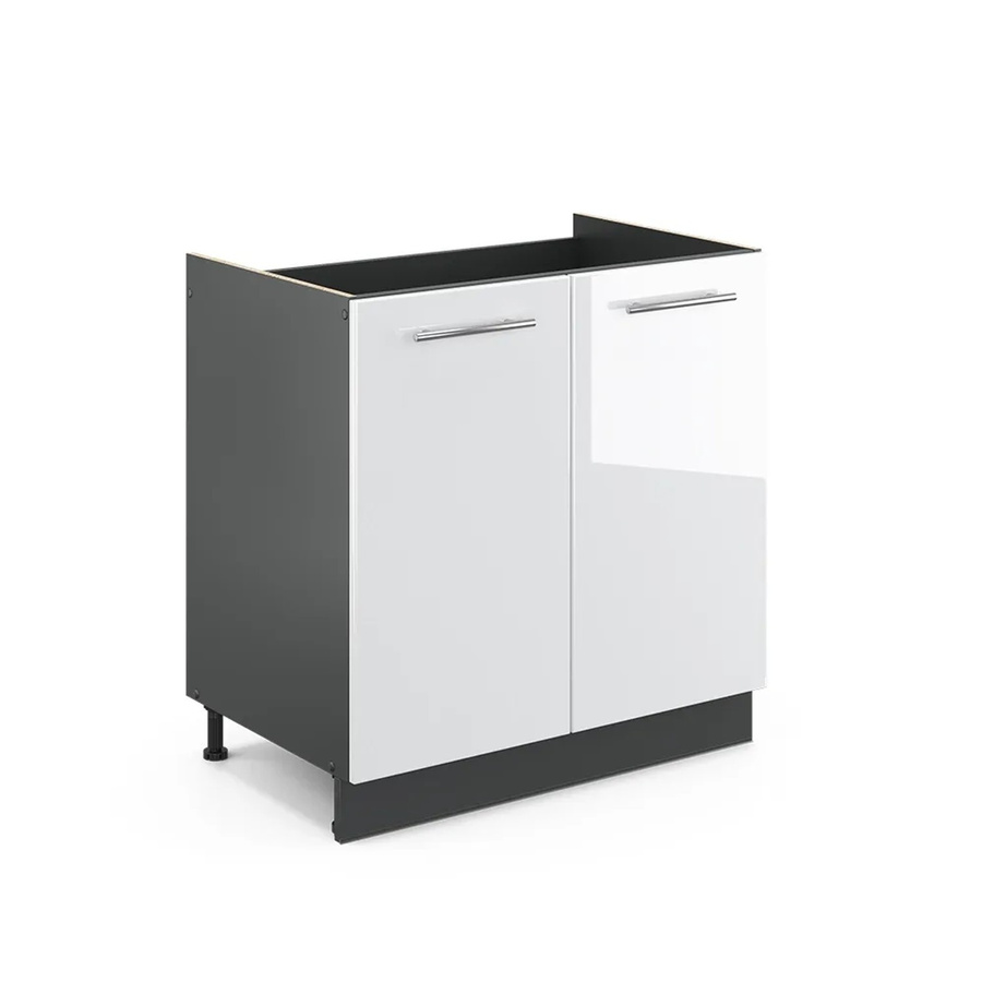 Vicco Spülenunterschrank Fame-Line Weiß Hochglanz Anthrazit Breite: 80 cm - Bild 3