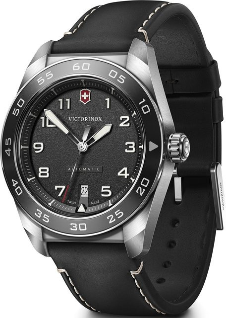 Victorinox Herrenuhr Automatik, Edelstahl, Lederarmband, 42 mm, Schwarz - Bild 1