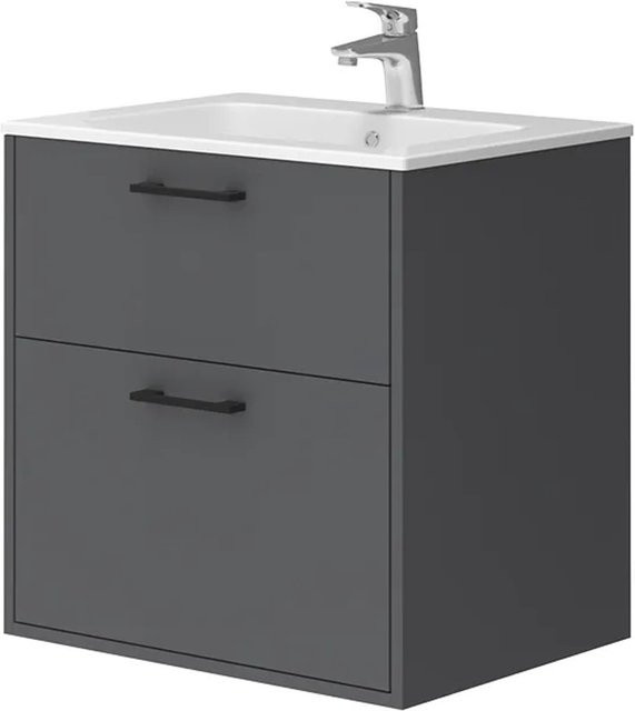 Vicco Badmöbel-Set Lanco in Anthrazit mit Waschtisch und Spiegelschrank, B/H/T: 61,5 x 60 x 45,5 cm - Bild 1