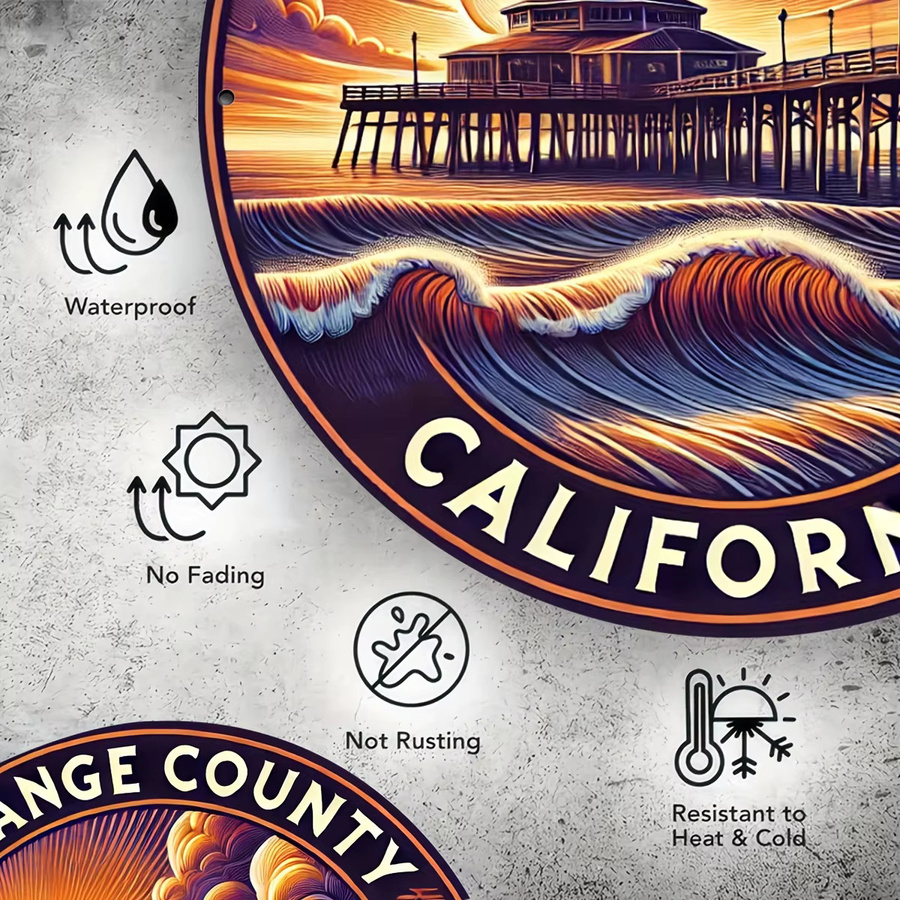 Potdemiel Orange County California Wandkunst aus Metall, Mehrfarbig, B/B/B: 20,32 x 20,32 x 20,32 cm - Bild 3