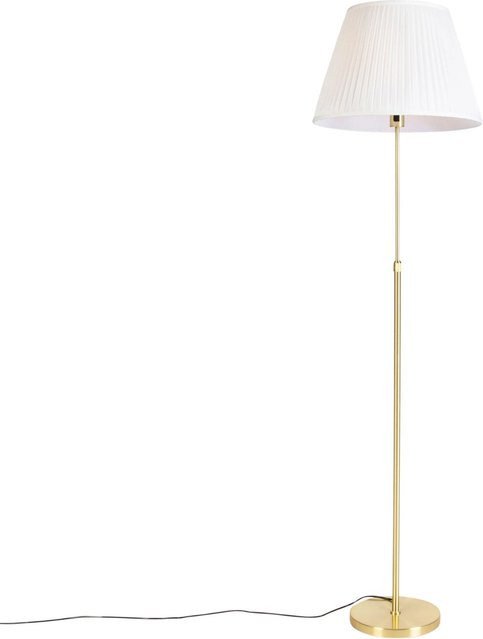 QAZQA Stehleuchte in Gold und Messing mit beige Stoffschirm, dimmbar und höhenverstellbar, Höhe: 143 cm - Bild 1