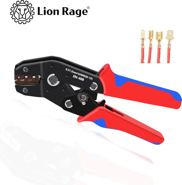 SN-48B Hochpräzise Crimpzange für Laschen 2,8 4,8 6,3 mm und Aderquerschnitte 0,5-2,5 mm²/23-13AWG von Lion Rage - Bild 1