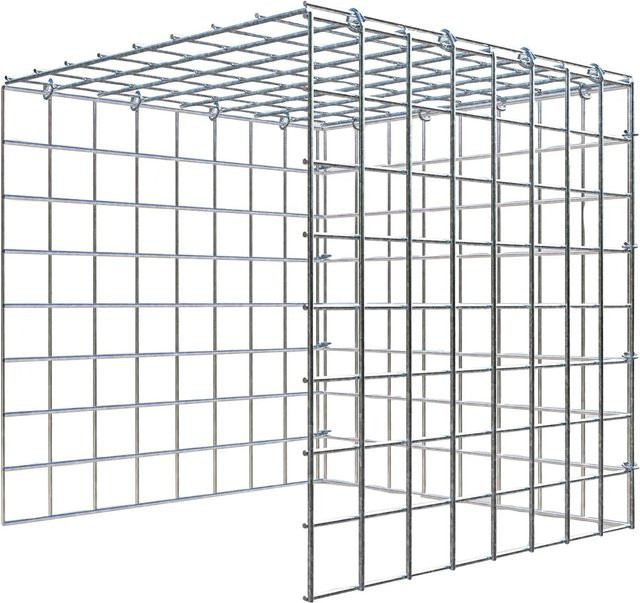 Gabiona C-Ring Anbaukorb Typ 4 in Silbergrau, Maschenweite 5 x 5 cm, B/T/H: 40 x 40 x 40 cm - Bild 1