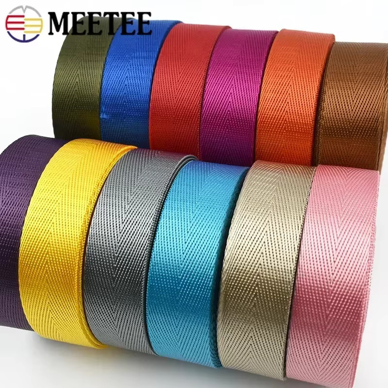 Meetee Nylon-Gurtband Set in Rot und Mehrfarbig, 10 Meter Länge, Breite: 20–50 mm, ideal als DIY-Nähzubehör für Taschen, Rucksäcke und Riemen - Bild 2