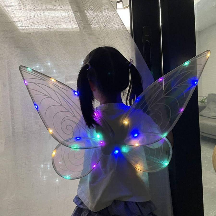MonymaVigo Cosplay Kostüm LED Leuchtende Feenflügel, Schmetterlings-Feenflügel, Prinzessin, Engelsflügel, Purple lanterns - Bild 2