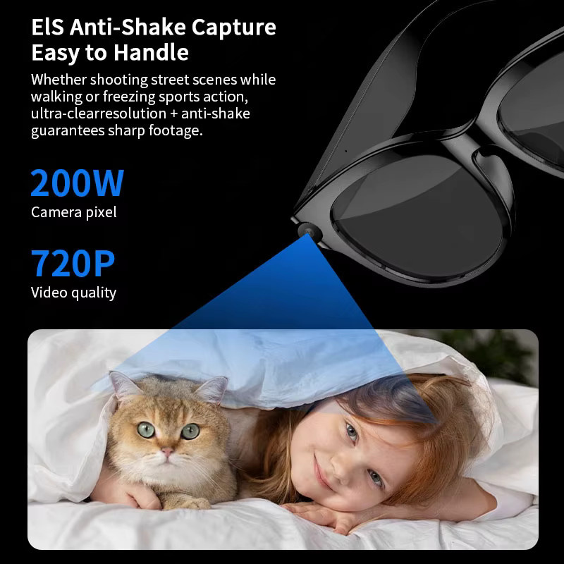 LIGE AI Smart-Brille mit 2MP-Kamera in Schwarz: Sonnenbrille mit Echtzeit-Übersetzung in über 100 Sprachen, Bluetooth-Funktion für Anrufe und Videoaufnahme mit 290mAh Akku - Bild 3
