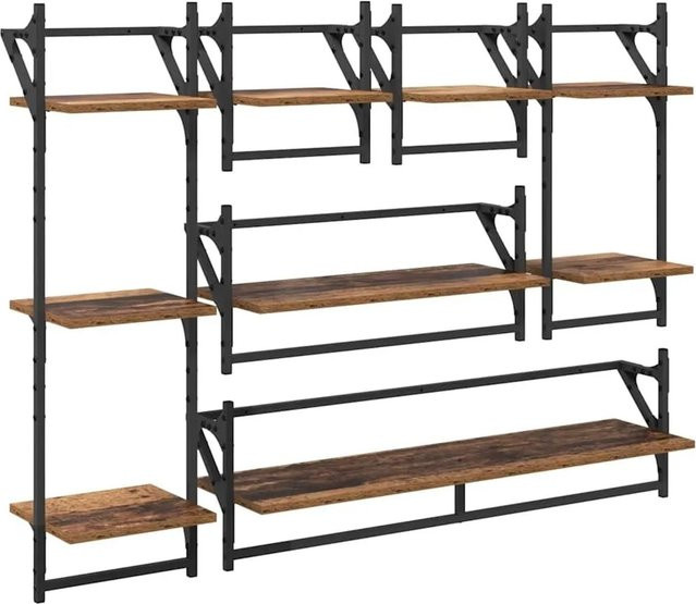 vidaXL Wandregal-Set 6-teilig in Altholz-Optik, Farbe Braun, B/T/H: 100 x 25 x 30 cm - Bild 1