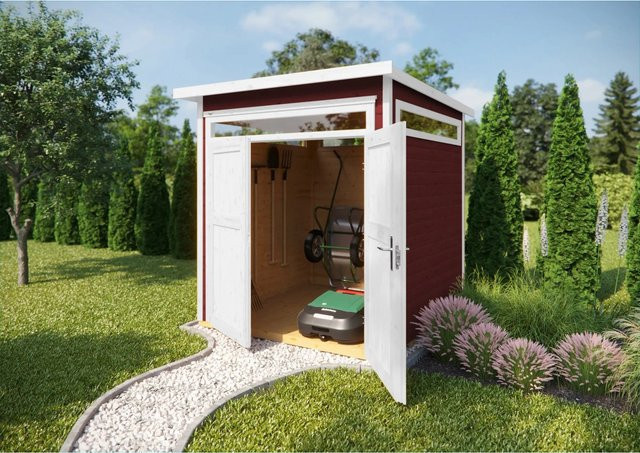 WEKA Gartenhaus 265 aus Holz mit Flachdach in Rot, B/H/T: 220 x 234 x 250 cm - Bild 1