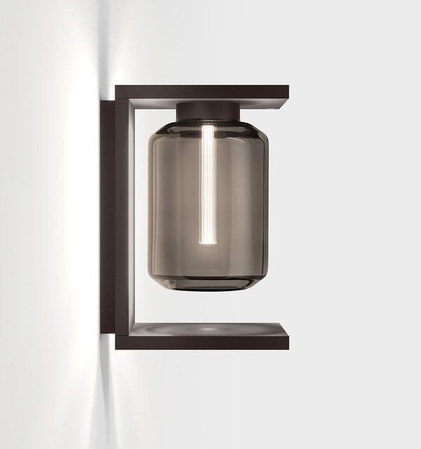 Dia LED-Wandleuchte Braun IP44 dimmbar aus Aluminium und Glas für Garten und Terrasse - Bild 1