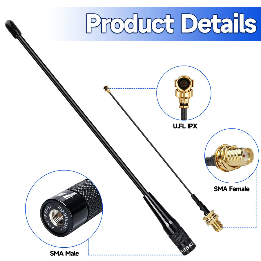 ABBREE 915MHz LoRa Soft-Antenne mit SMA-Stecker in Schwarz für drahtlose Datenübertragung - Bild 2