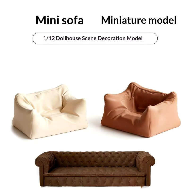 ouhoe Miniatur-Sofa-Modell, Puppenhausmöbel, beige, Zubehör - Bild 1