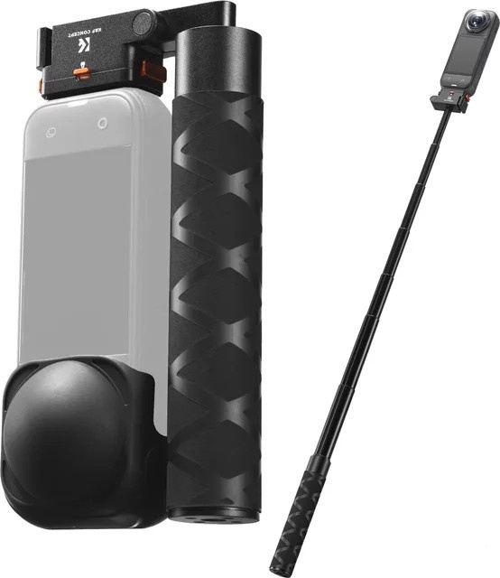 K&F CONCEPT Magnetischer klappbarer Selfie-Stick mit Schnellwechsel für Insta360 X5 X4 Air, Aluminium-Teleskopstange mit unsichtbarem Stangendesign in Schwarz - Bild 1