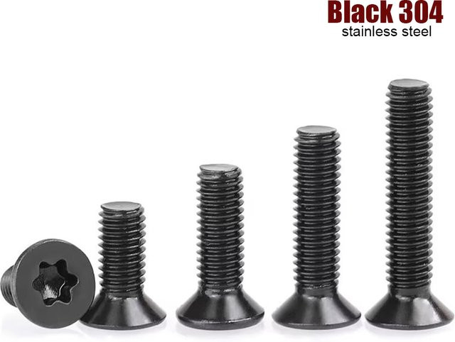 TINGGOO Torx-Flachkopfschrauben aus Edelstahl A2-70, Schwarz, GB2673 Sechs-Lappen-Bolzen - Bild 1