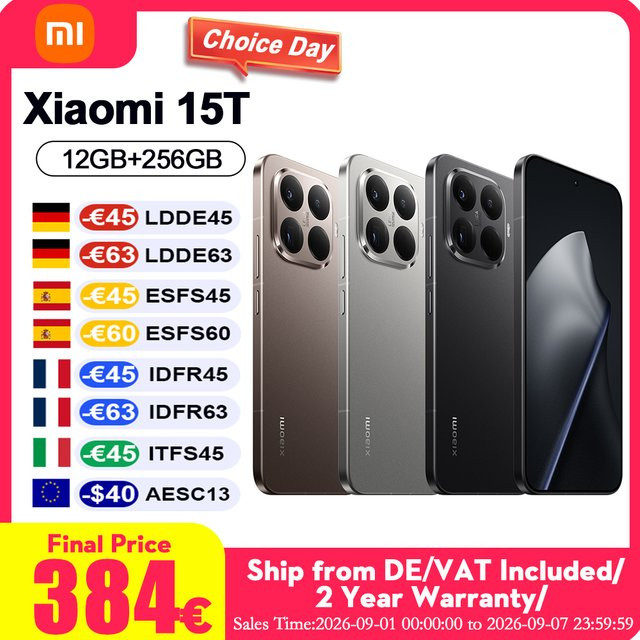 Xiaomi 15T Smartphone mit 256 GB Speicher, 12 GB RAM, Leica Triple-Kamera und 6,83 Zoll Display, Multicolor - Bild 1