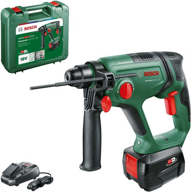 Bosch UniversalHammer 18V Akku-Bohrhammer mit 4,0 Ah Akku und Ladegerät in Grün/Schwarz - Bild 1