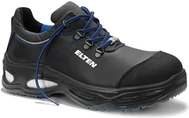 Elten Sicherheitshalbschuh Milton Low ESD S3 aus Rindleder in Schwarz und Blau, Größe 47 - Bild 1