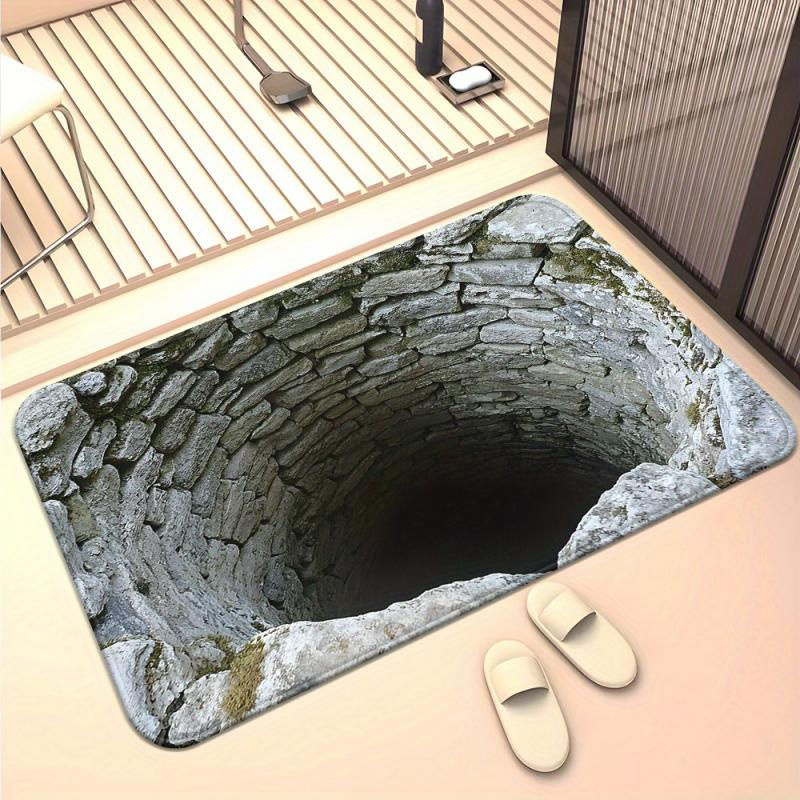 Rutschfeste Mikrofaser Fußmatte mit optischer Illusion Abgrund Muster von Fancy Homeware, grau, B/T: 40 x 60 cm - Bild 3
