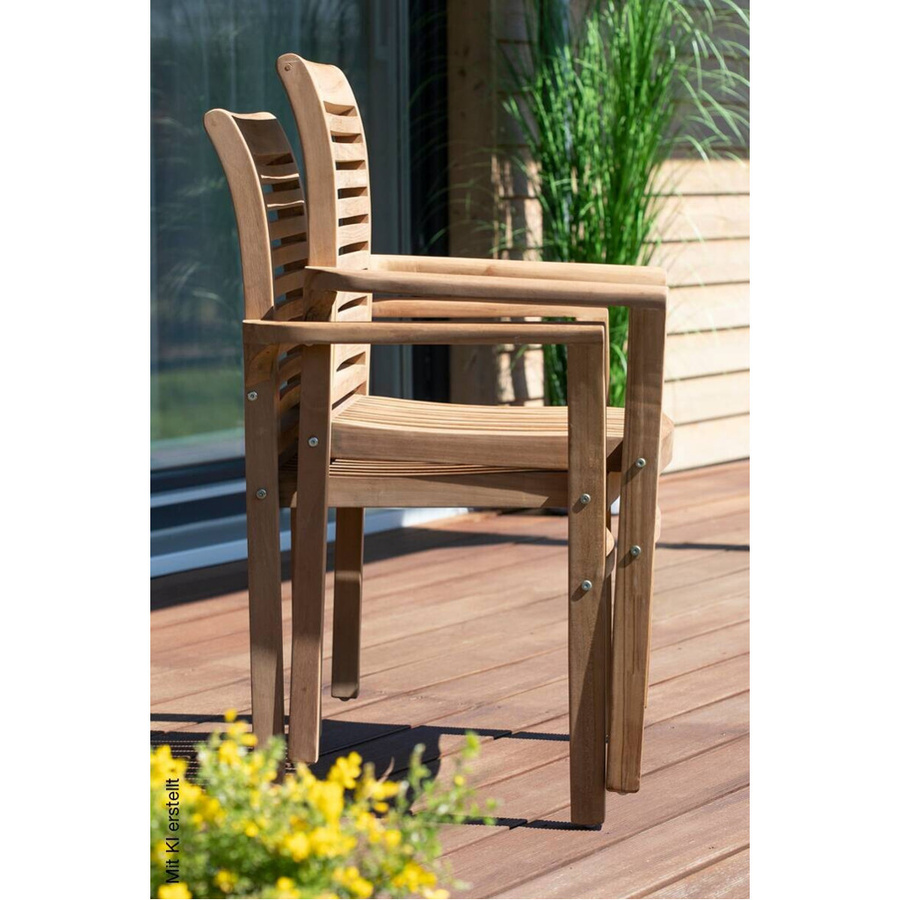 deVries Stapelsessel aus Teakholz in Braun, B/H/L: 52 x 92 x 63 cm - Bild 3