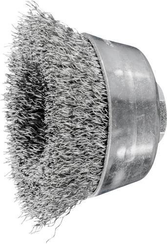 PFERD Topfbürste TBU 60/M14 INOX ungezopft für Winkelschleifer mit Edelstahl-Draht-Ø 0,30 mm, Silber/Blau - Bild 1