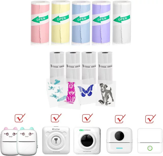 Selbstklebendes Thermopapier für tragbare Mini-Drucker, transparent und farbig, B/H: 57 x 25 mm - Bild 1