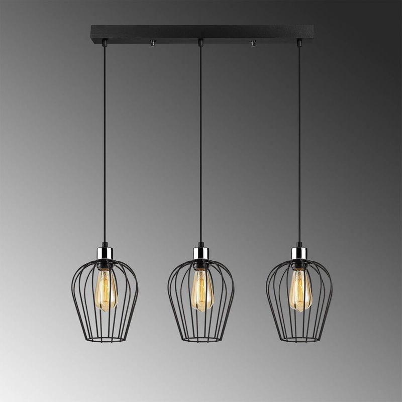 Opviq Pendelleuchte Tel in Schwarz aus Eisen mit 3 E27 Fassungen, Höhe: 115 cm, Breite: 20 cm, Tiefe: 20 cm - Bild 3