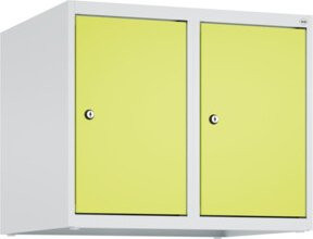 C+P Aufsatzschrank 7035/0024 mit 2 Abteilen, Zylinderschloss und Soft-Close-Türen, B/T/H: 50 x 60 x 50 cm, Lichtgrau/Clowngrün - Bild 1