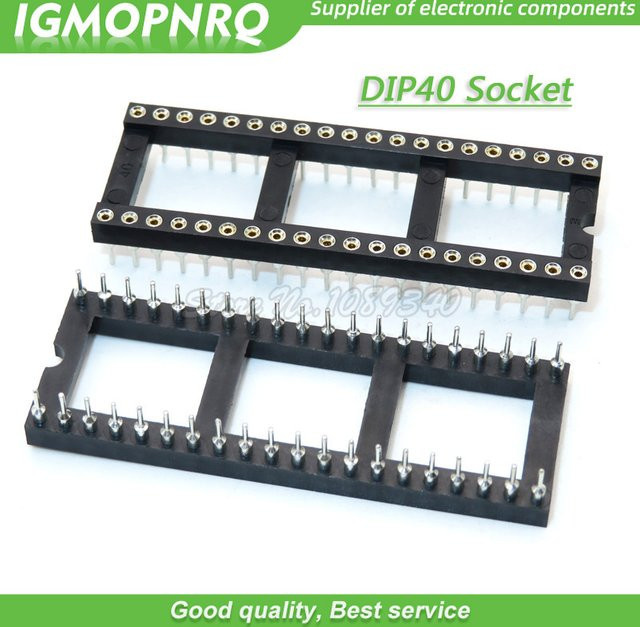 10er Set DIP-40 Runde IC Buchse 40 Pin IC Sockel Adapter mit vergoldeten Kontakten in Schwarz und Gold - Bild 1
