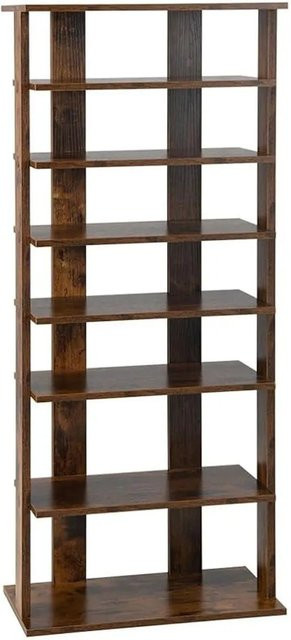 Costway 8-stufiges Schuhregal aus Holz in Braun, höhenverstellbar und modern - Bild 1