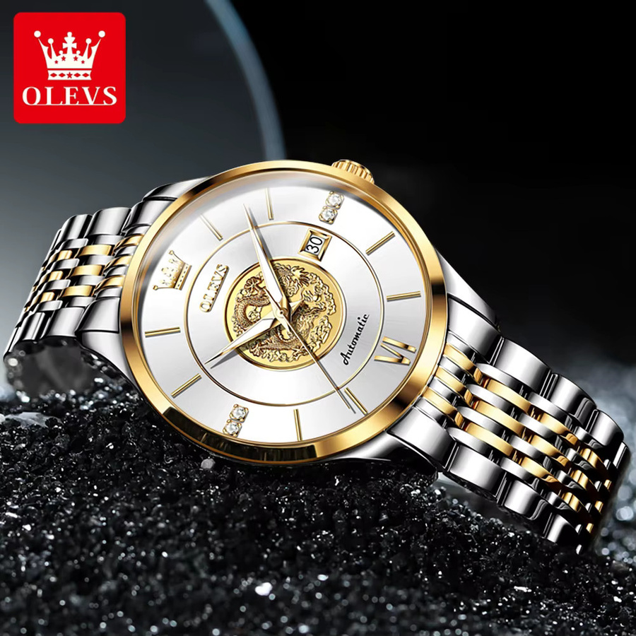 OLEVS Armbanduhr, Automatik, Gold, Edelstahl, Herren - Bild 3