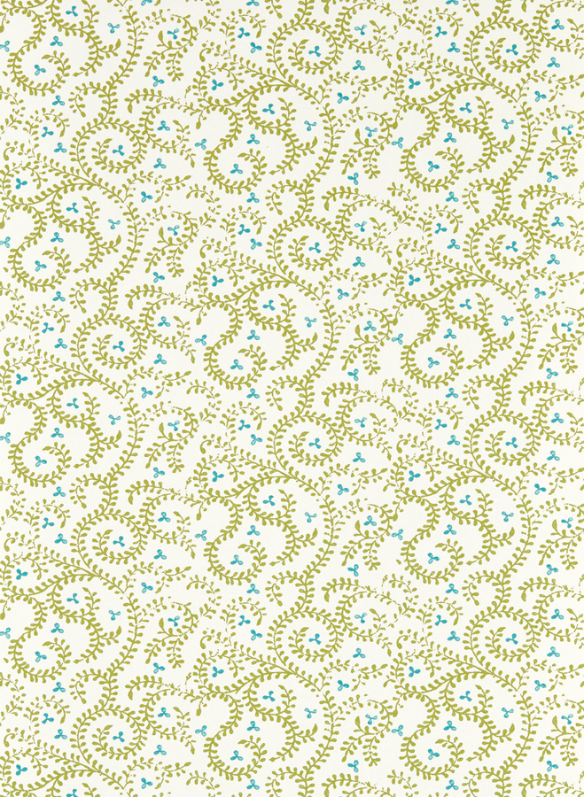 Clarke & Clarke Tapete Buta Apple in Grün mit botanischem Paisley-Muster aus Vlies - Bild 1