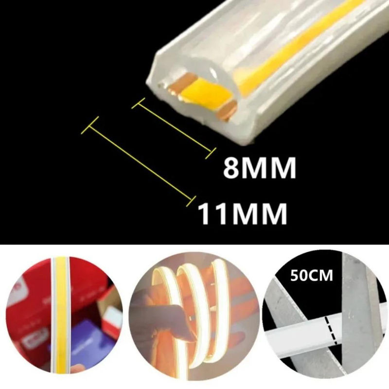 MnnWuu COB LED Streifen Licht IP67 mit EU-Netzstecker, flexibles Lineares Licht in Weiß, wählbar zwischen 3000K, 4000K und 6000K, 220V - Bild 2