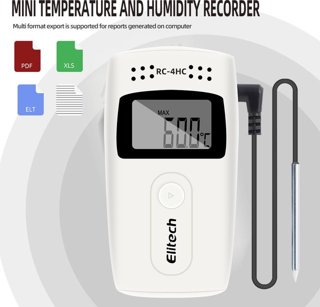 JUANJUAN RC-4HC Temperatur- und Feuchtigkeitsdatenlogger in Weiß mit USB-Anschluss und 16000 Messpunkten für die Kaltkette - Bild 1