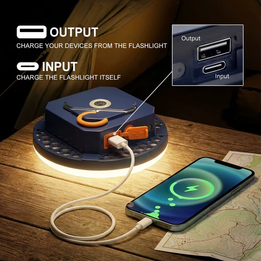 TRANYTON Wiederaufladbare Campinglaterne in Weiß mit Powerbank-Funktion, IP65 wasserdicht und 3 Beleuchtungsmodi - Bild 3