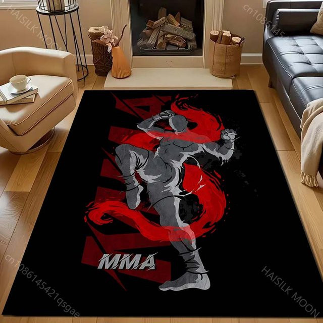 UQIDEHOME MMA Print Teppich in Multicolour, moderner rutschfester Bodenmatte für Wohnzimmer und Schlafzimmer, B/T: 80 x 50 cm - Bild 1