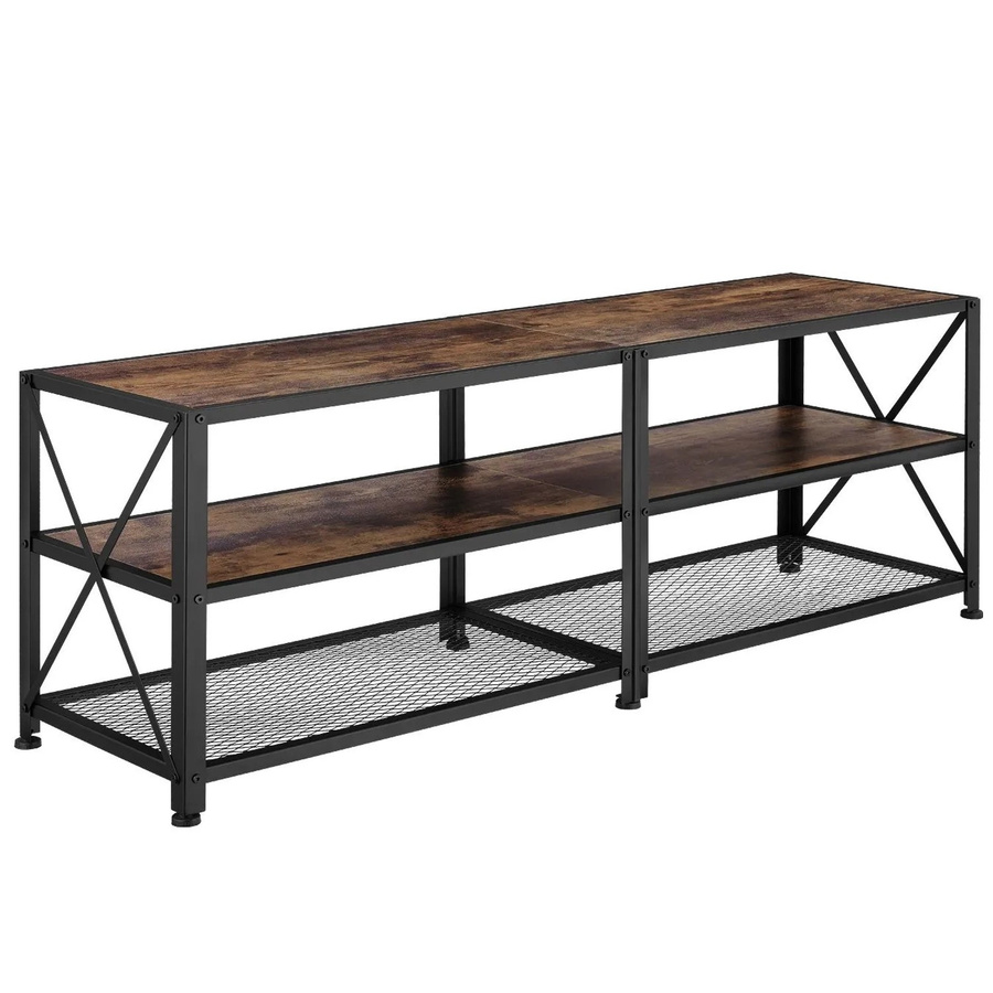 Tectake TV-Regal Chicago im Industrial Style aus Holz und Metall, Braun/Schwarz, B/T/H: 141 x 41,5 x 50,5 cm - Bild 2