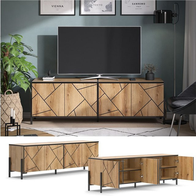 Vicco TV-Lowboard Hatto Fernsehtisch in Eiche Evoke, Breite: 156,8 cm, Tiefe: 50 cm - Bild 1