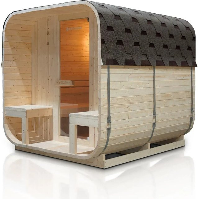 Artsauna Fasssauna Nolvik XXL Cube Design für 6 Personen mit 8 kW Ofen und Zubehör - Bild 2