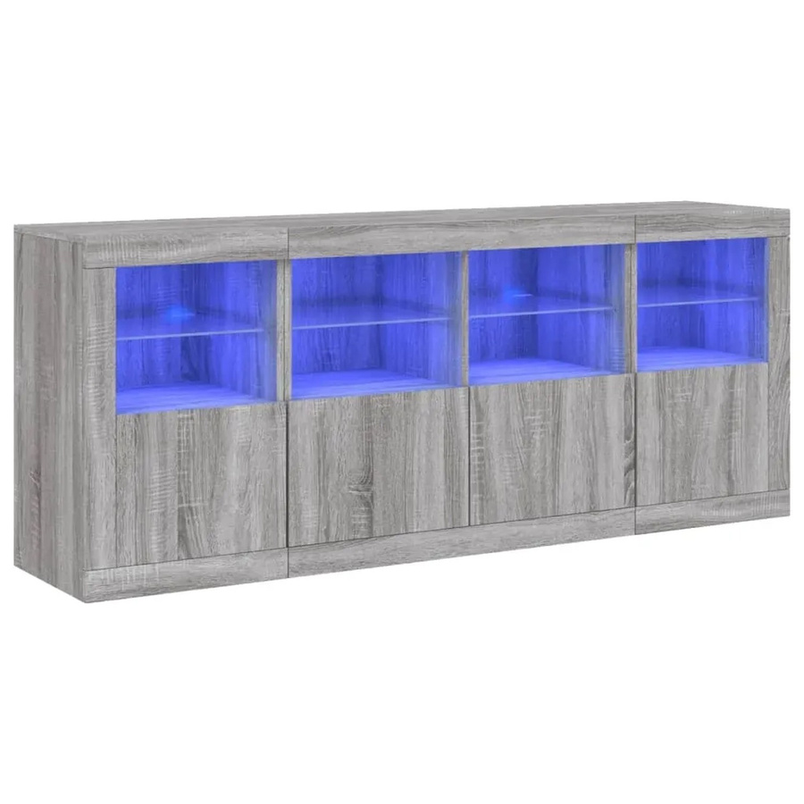 vidaXL Sideboard modern in Grau Sonoma mit integrierter LED-Beleuchtung und Glaselementen, B/T/H: 163 x 37 x 67 cm - Bild 2